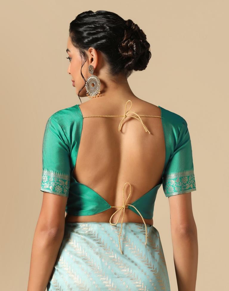 Sky Blue Banarasi Silk Saree | Leemboodi