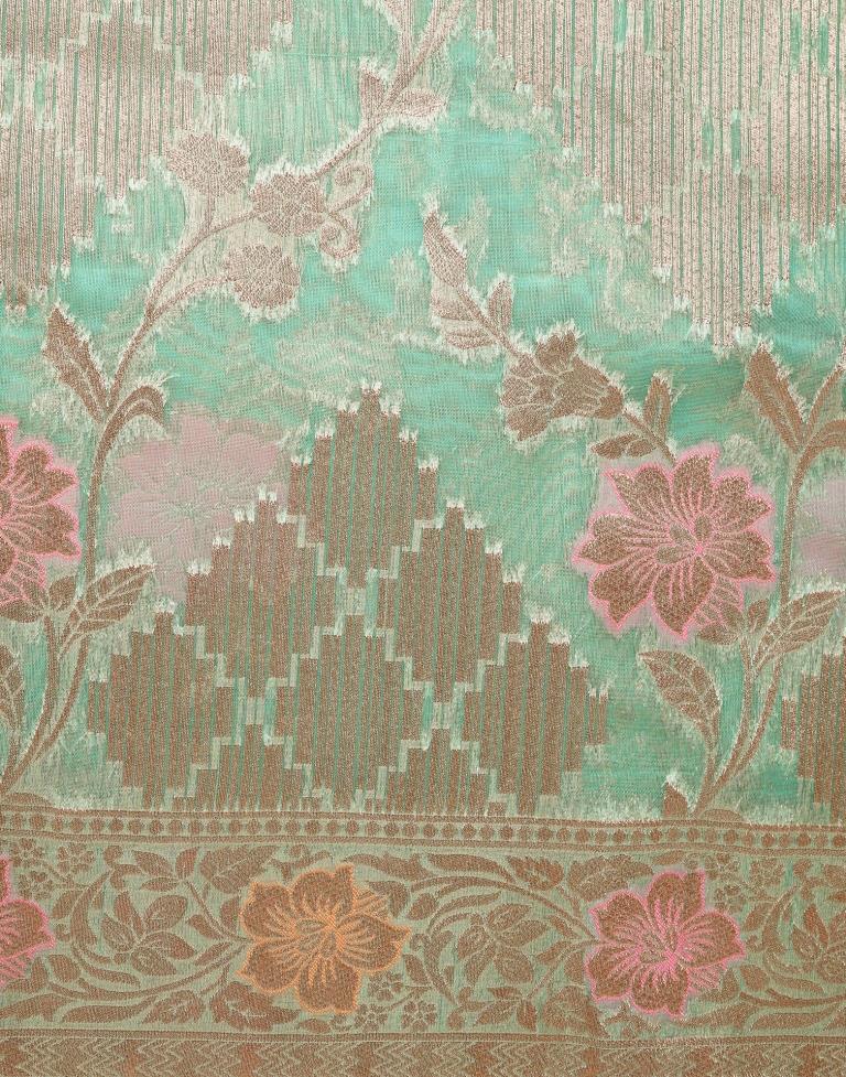 Mint Green Banarasi Silk Saree | Leemboodi