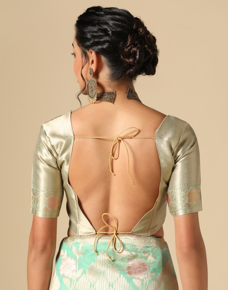 Mint Green Banarasi Silk Saree | Leemboodi