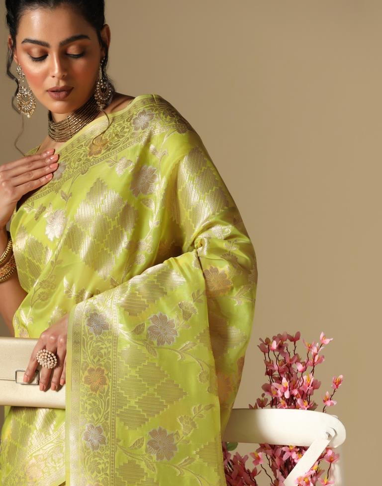 Olive Green Banarasi Silk Saree | Leemboodi