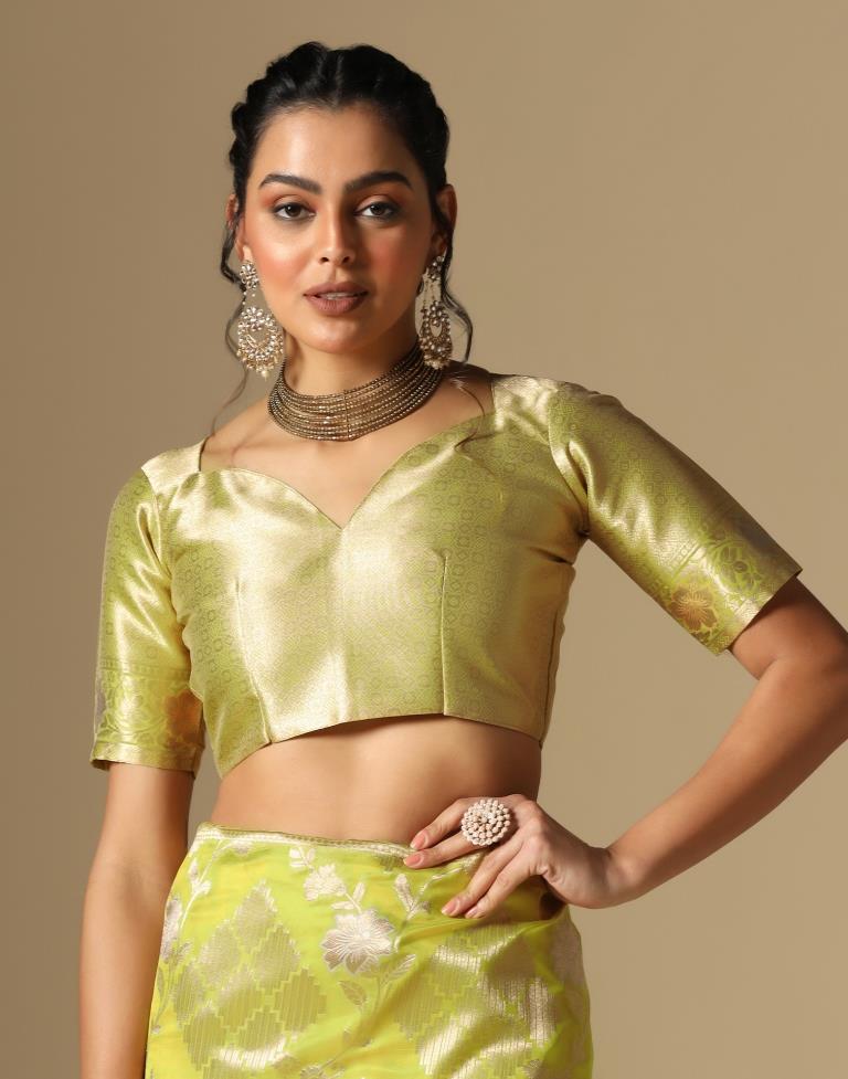 Olive Green Banarasi Silk Saree | Leemboodi