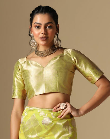 Olive Green Banarasi Silk Saree | Leemboodi