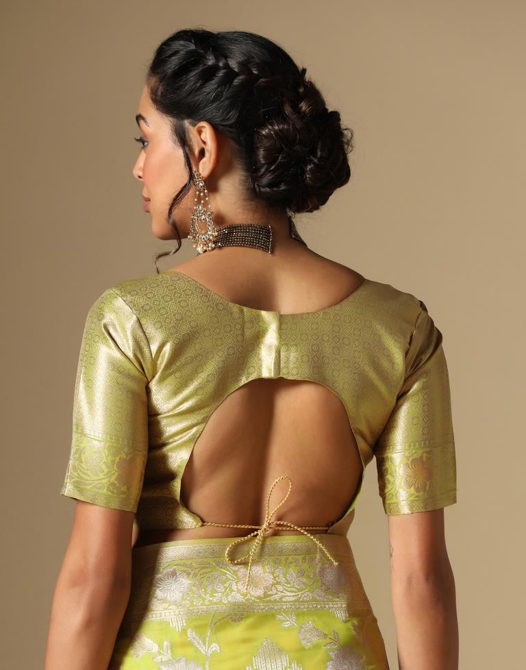 Olive Green Banarasi Silk Saree | Leemboodi