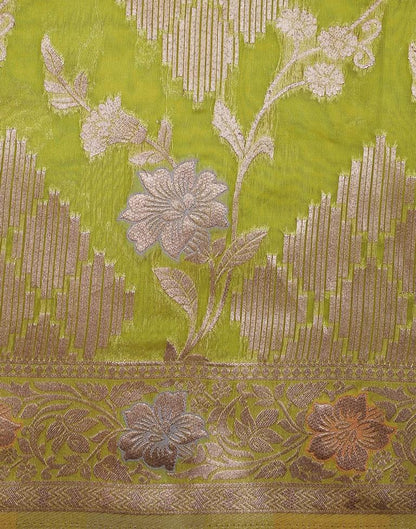 Olive Green Banarasi Silk Saree | Leemboodi