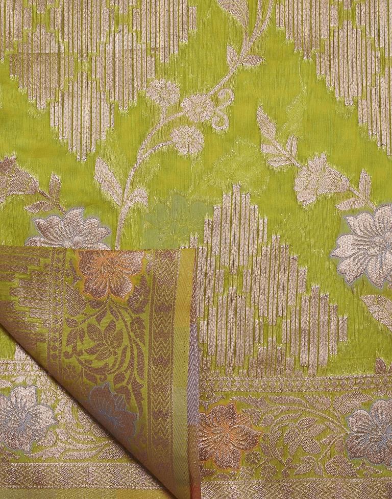 Olive Green Banarasi Silk Saree | Leemboodi