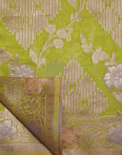 Olive Green Banarasi Silk Saree | Leemboodi