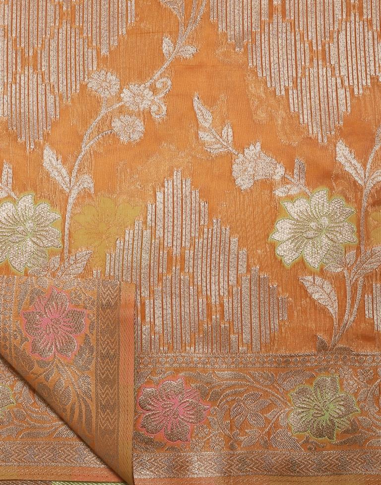 Light Orange Banarasi Silk Saree | Leemboodi