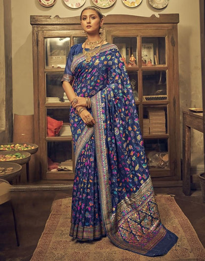 Navy Blue Cotton Saree | Leemboodi