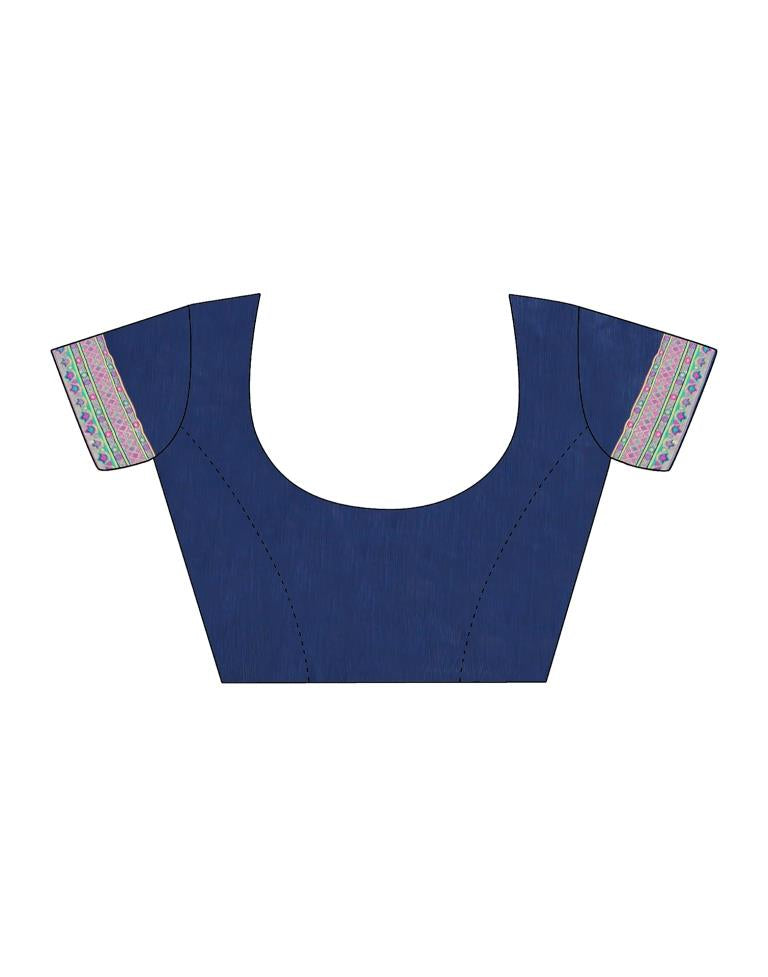 Navy Blue Cotton Saree | Leemboodi