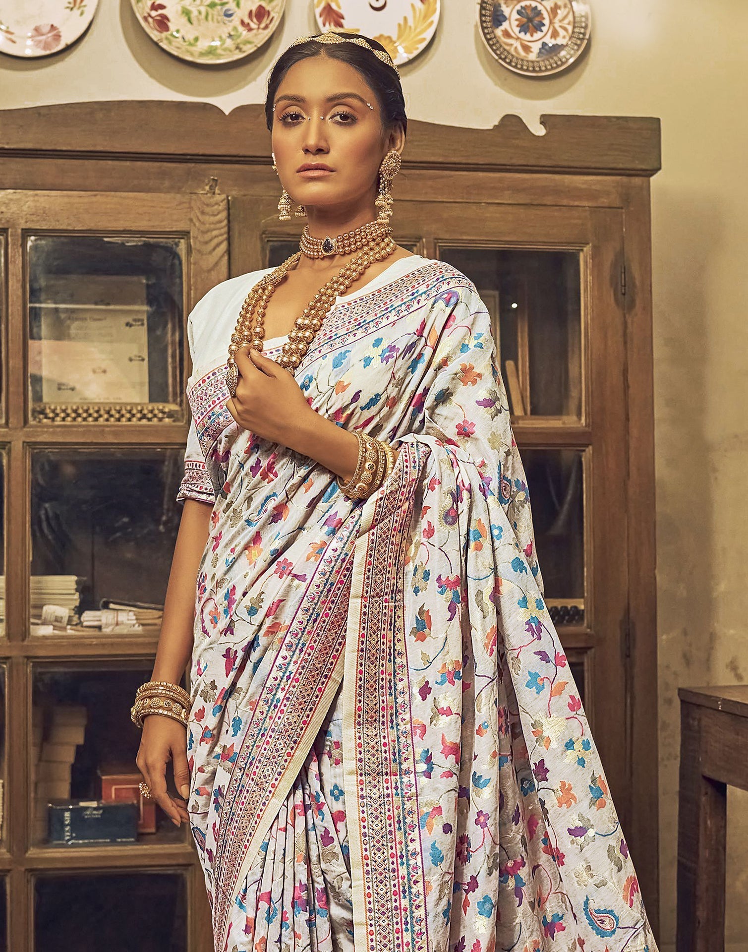 White Cotton Saree | Leemboodi