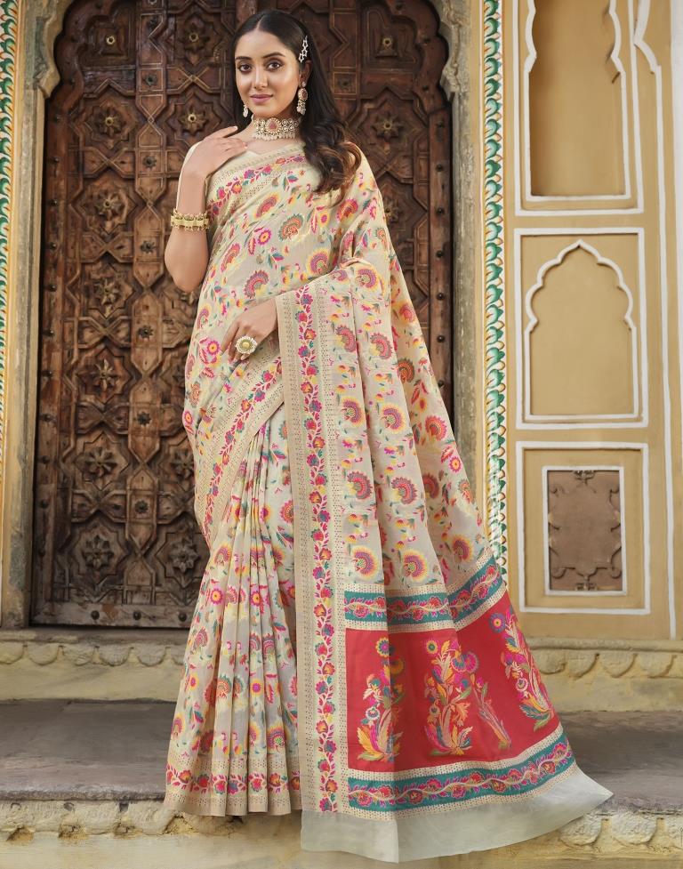 Off White Cotton Saree | Leemboodi