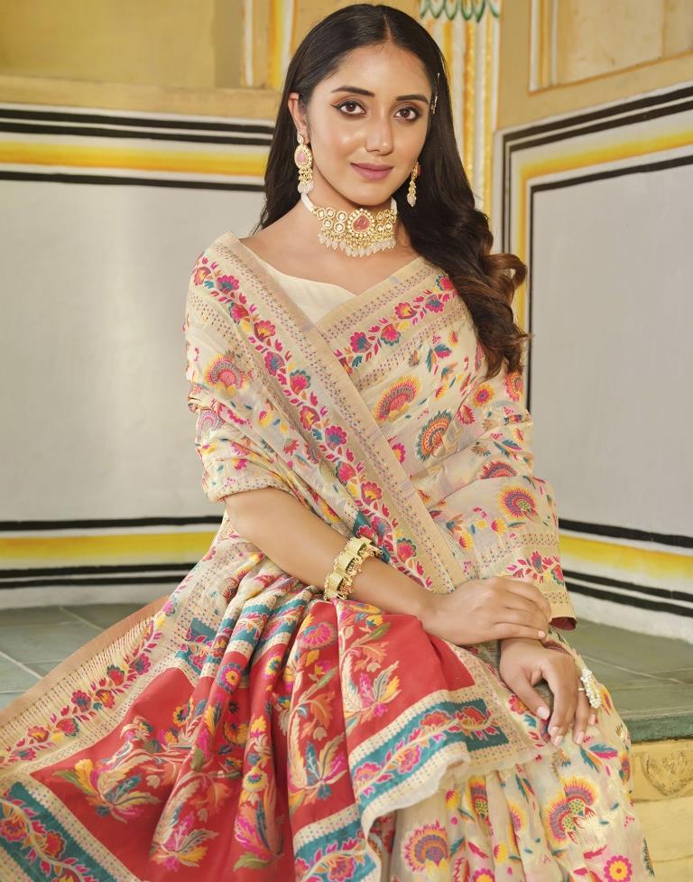 Off White Cotton Saree | Leemboodi