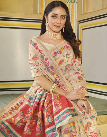 Off White Cotton Saree | Leemboodi