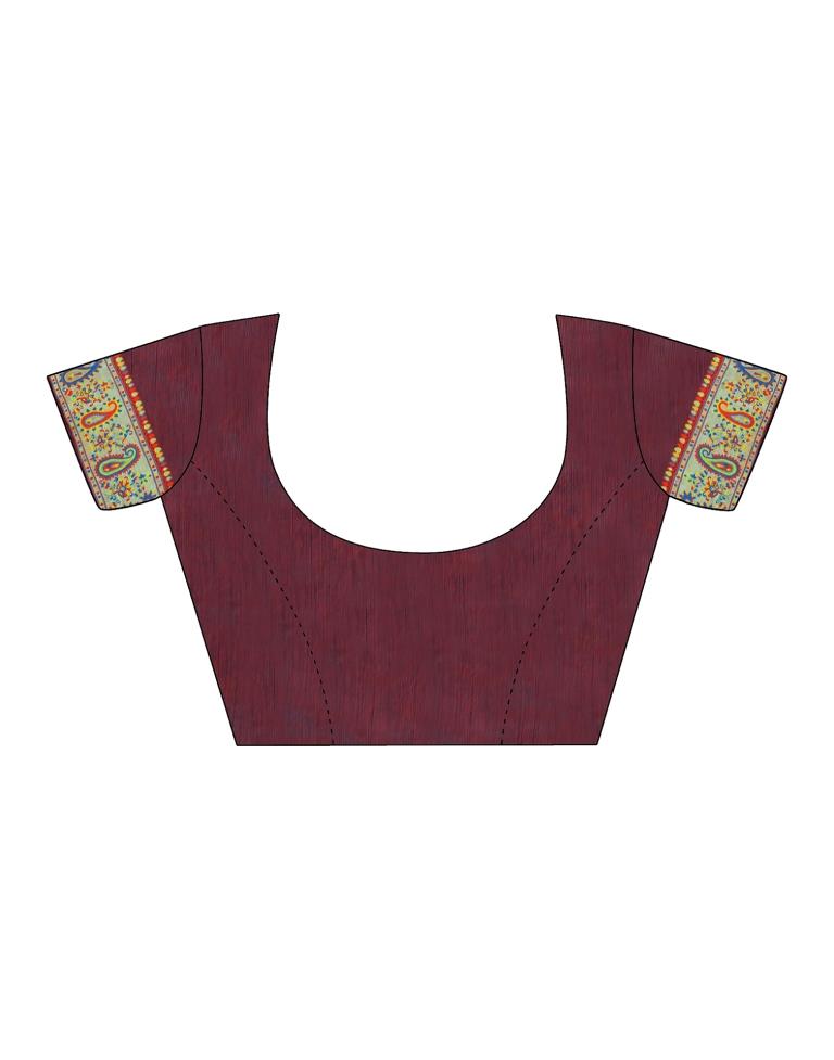 Maroon Silk Kashmiri Saree