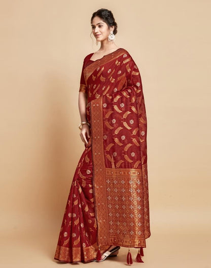 Maroon Linen Saree | Leemboodi
