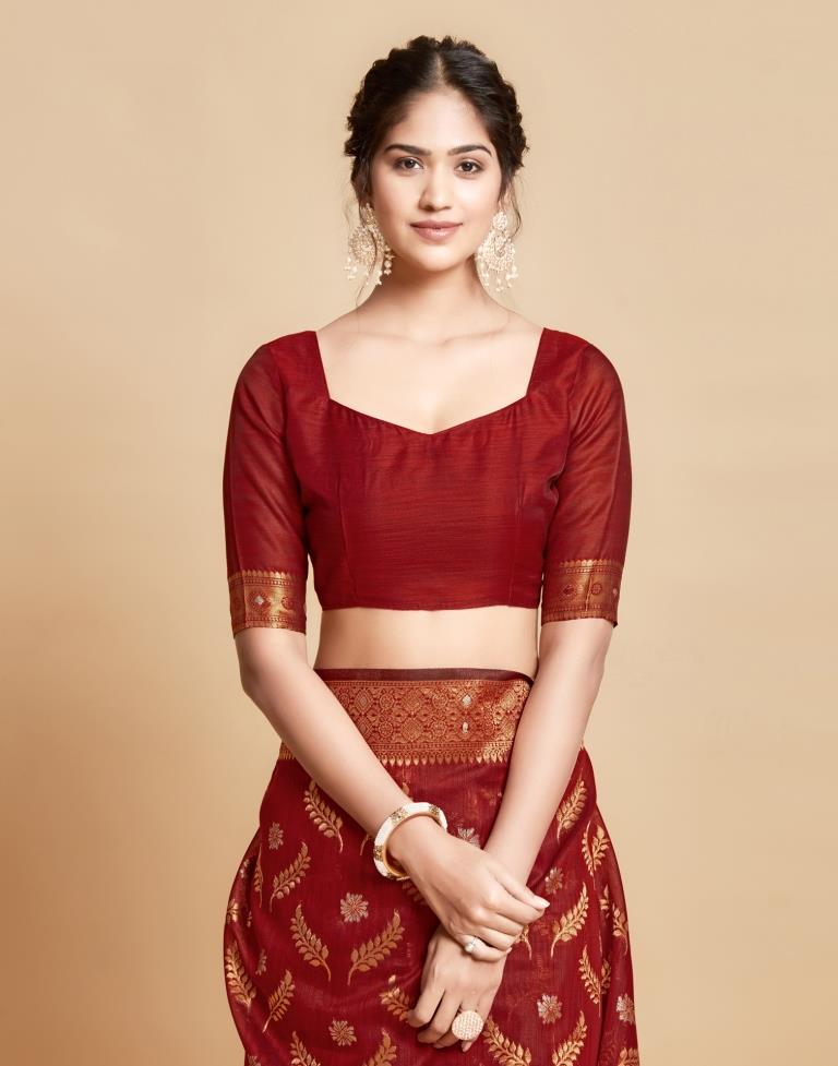 Maroon Linen Saree | Leemboodi