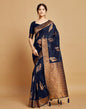 Navy Blue Linen Saree | Leemboodi