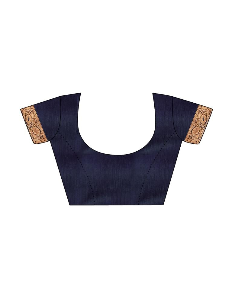 Navy Blue Linen Saree | Leemboodi