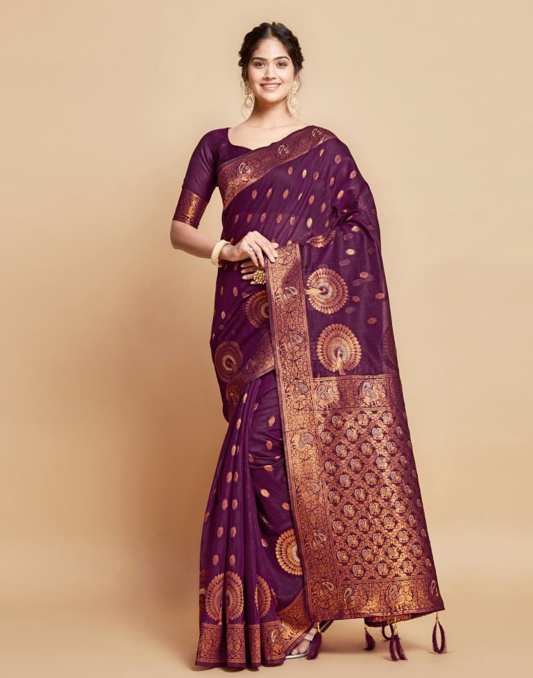 Wine Linen Saree | Leemboodi