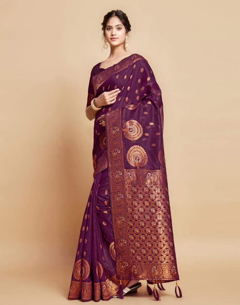 Wine Linen Saree | Leemboodi