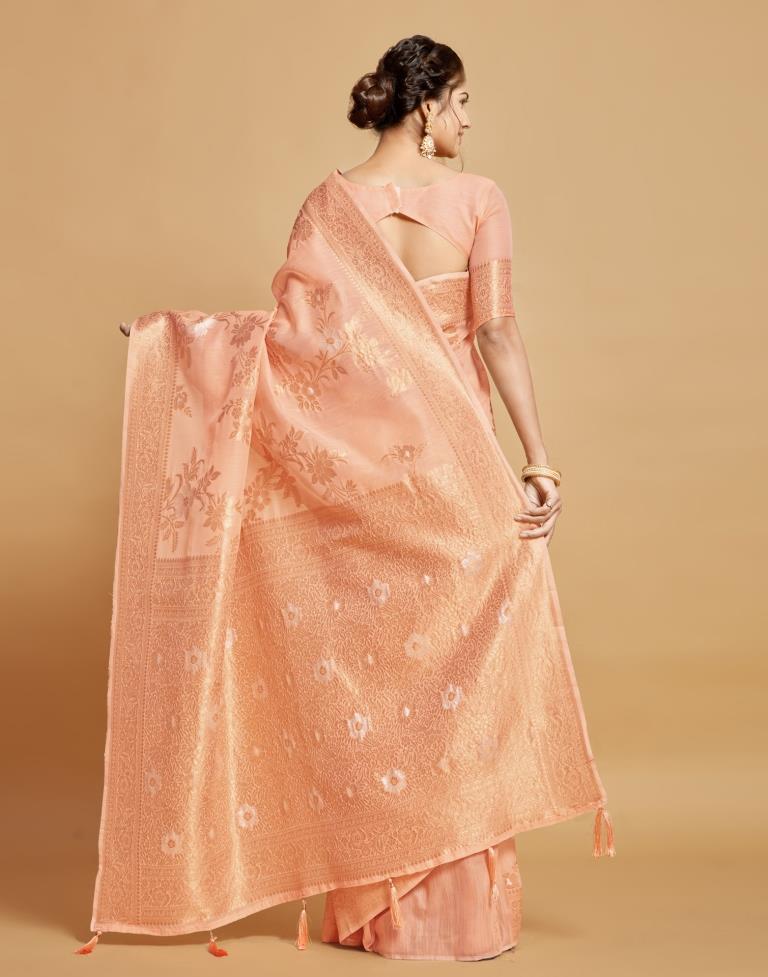 Peach Linen Saree | Leemboodi
