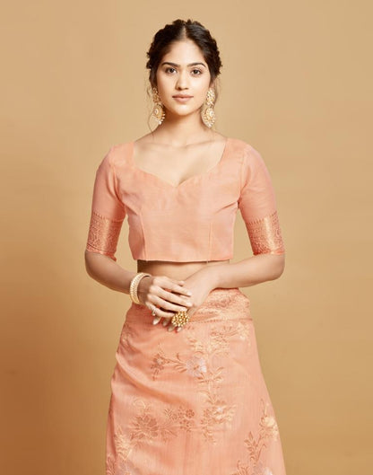 Peach Linen Saree | Leemboodi