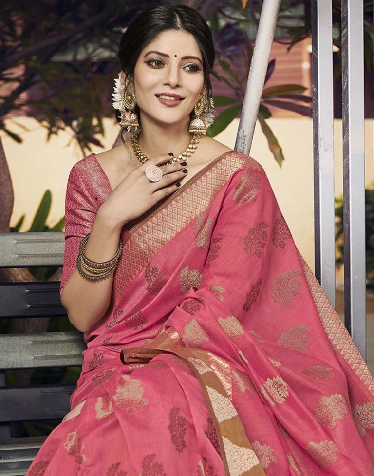 Pink Cotton Saree | Leemboodi