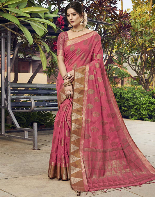 Pink Cotton Saree | Leemboodi