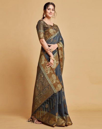 Grey Cotton Saree | Leemboodi