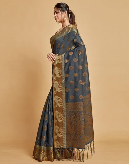 Grey Cotton Saree | Leemboodi