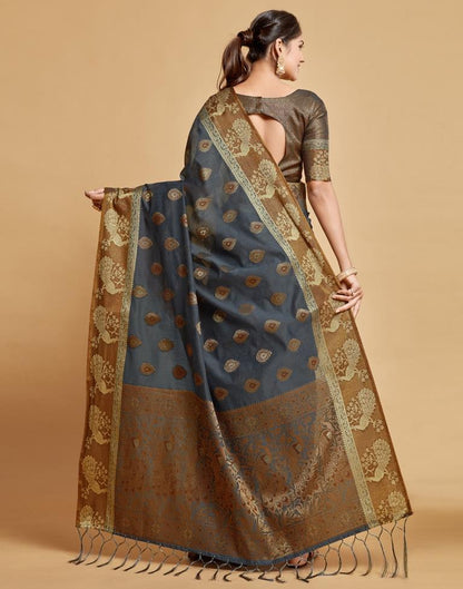 Grey Cotton Saree | Leemboodi