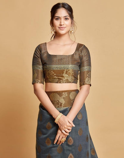 Grey Cotton Saree | Leemboodi