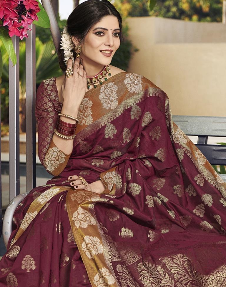Maroon Cotton Saree | Leemboodi