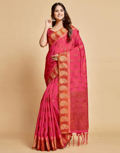 Dark Pink Cotton Saree | Leemboodi