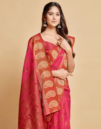 Dark Pink Cotton Saree | Leemboodi