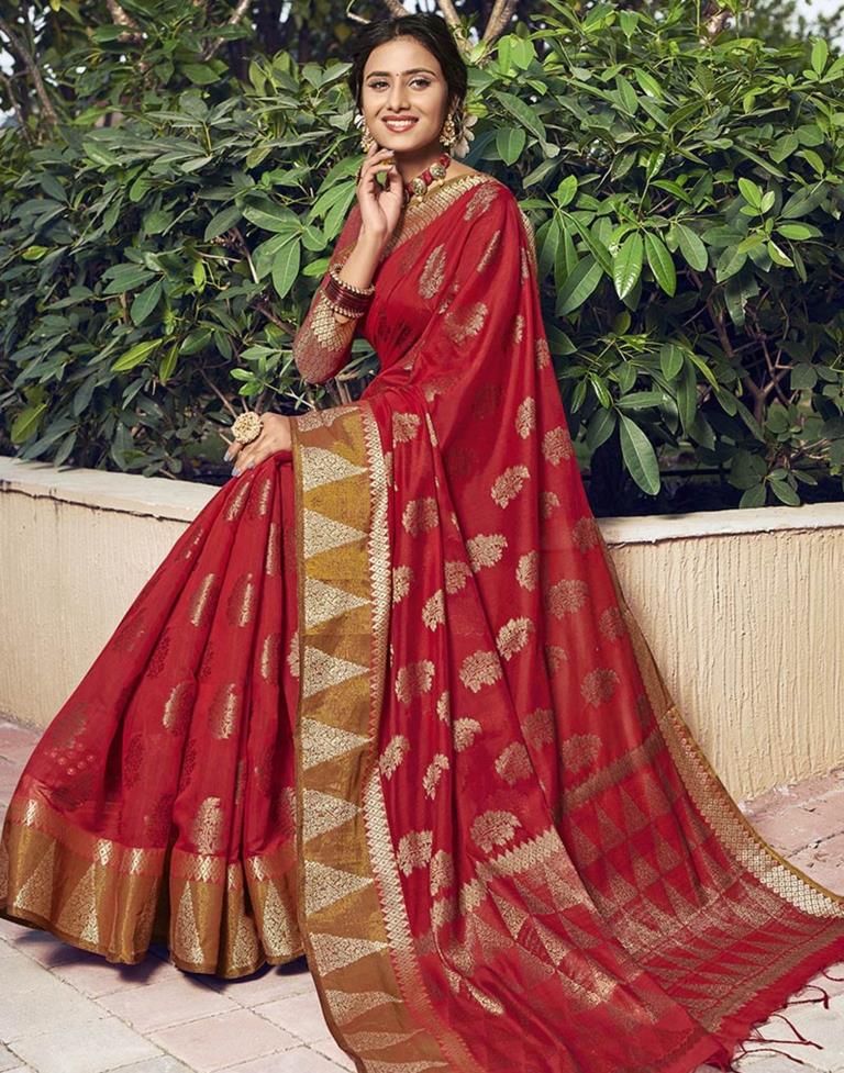 Red Cotton Saree | Leemboodi