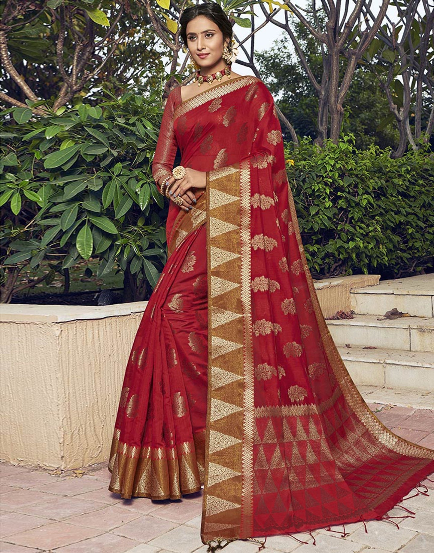 Red Cotton Saree | Leemboodi