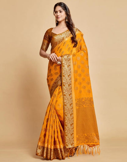 Yellow Cotton Saree | Leemboodi