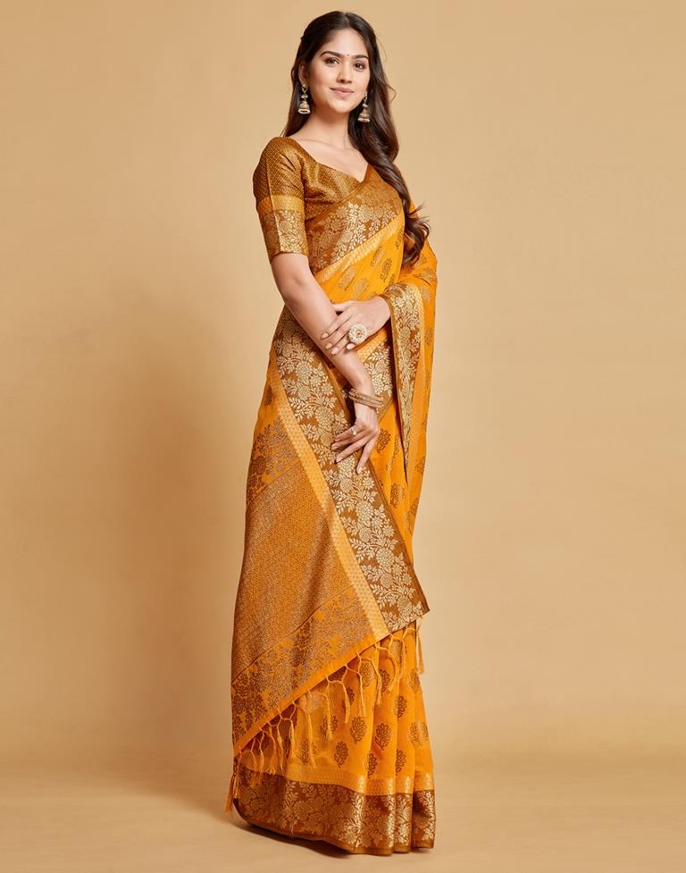 Yellow Cotton Saree | Leemboodi