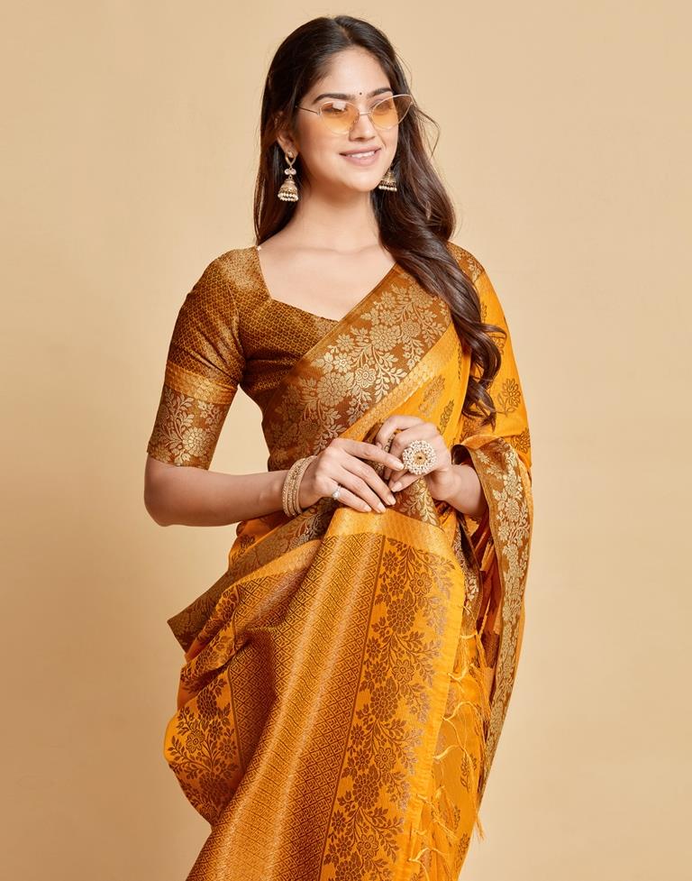 Yellow Cotton Saree | Leemboodi