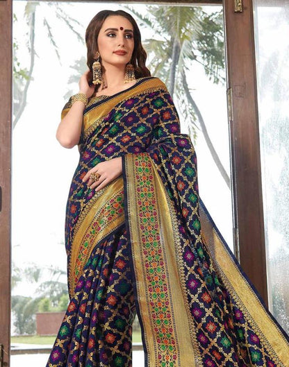 Blue Patola Silk Saree | Leemboodi