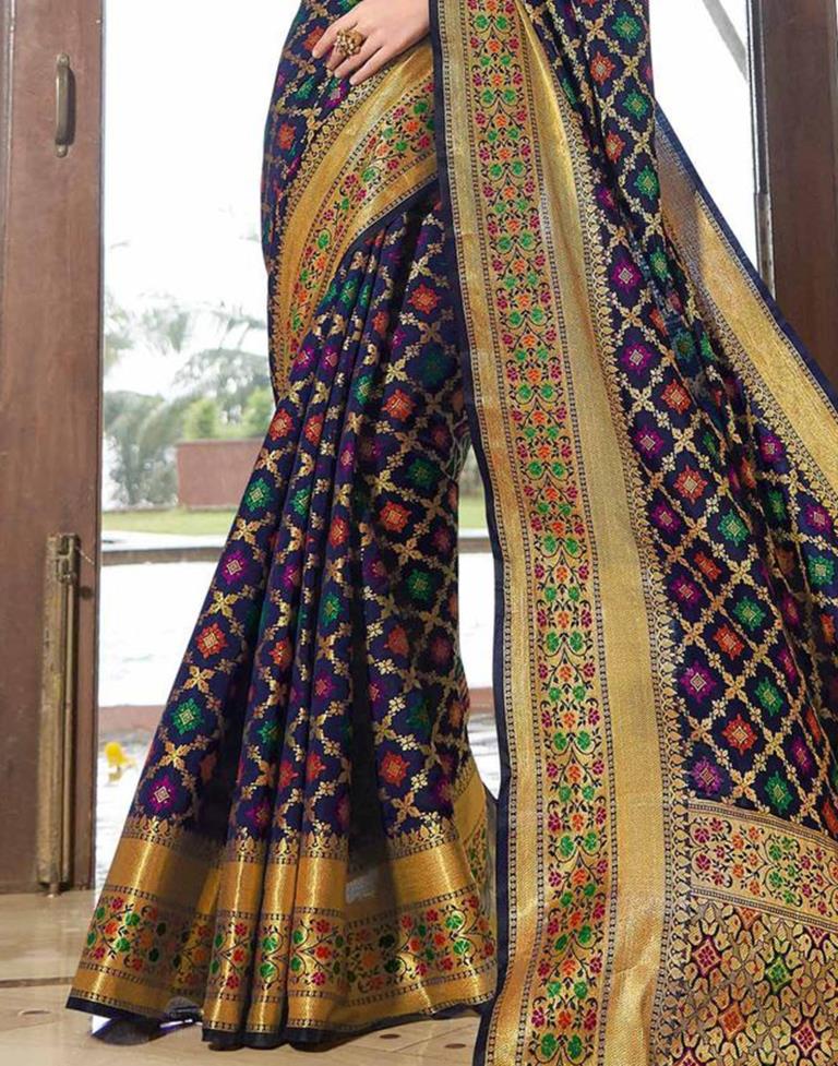 Blue Patola Silk Saree | Leemboodi