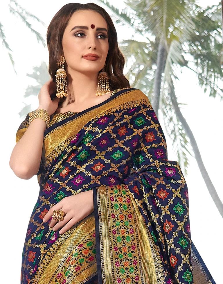 Blue Patola Silk Saree | Leemboodi