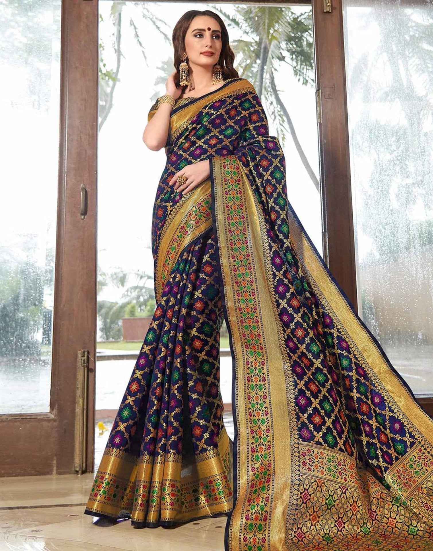 Blue Patola Silk Saree | Leemboodi