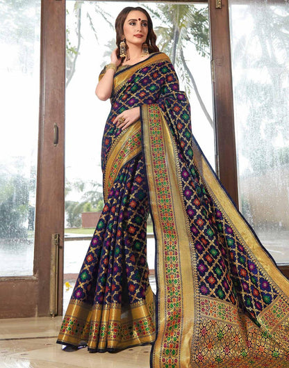 Blue Patola Silk Saree | Leemboodi