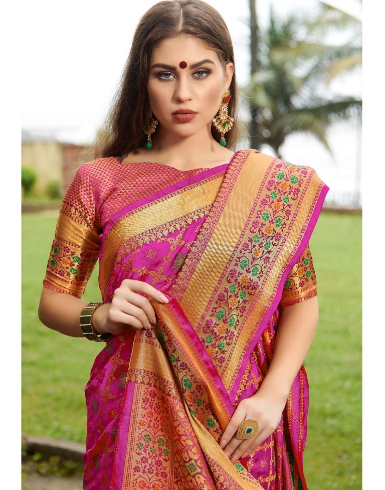 Pink Patola Silk Saree | Leemboodi