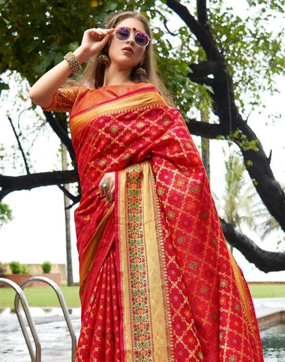 Red Patola Silk Saree | Leemboodi