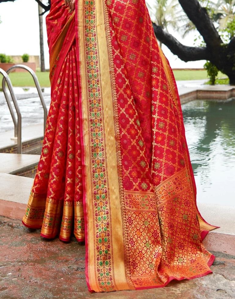 Red Patola Silk Saree | Leemboodi
