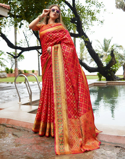Red Patola Silk Saree | Leemboodi