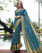 Teal Blue Patola Silk Saree | Leemboodi
